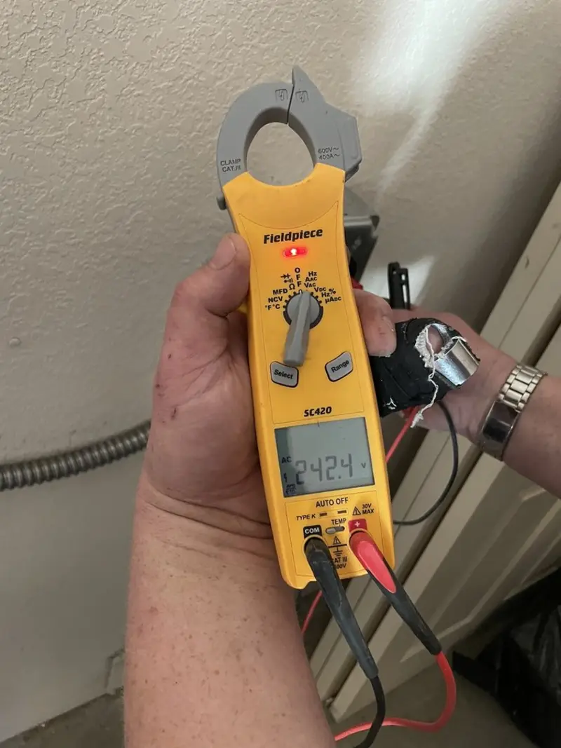Voltage testing with clamp meter during Generator Installation in Bethesda